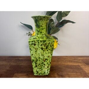 Vintage West German Pottery Vase Lime Green Lava Glaze‎ Fat Lava Style MCM Retro